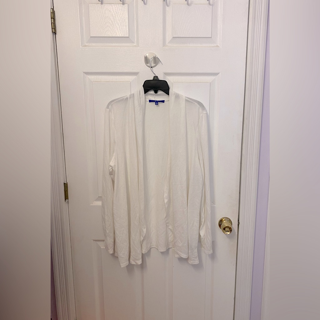 White Open Front Long Sleeve Cardigan